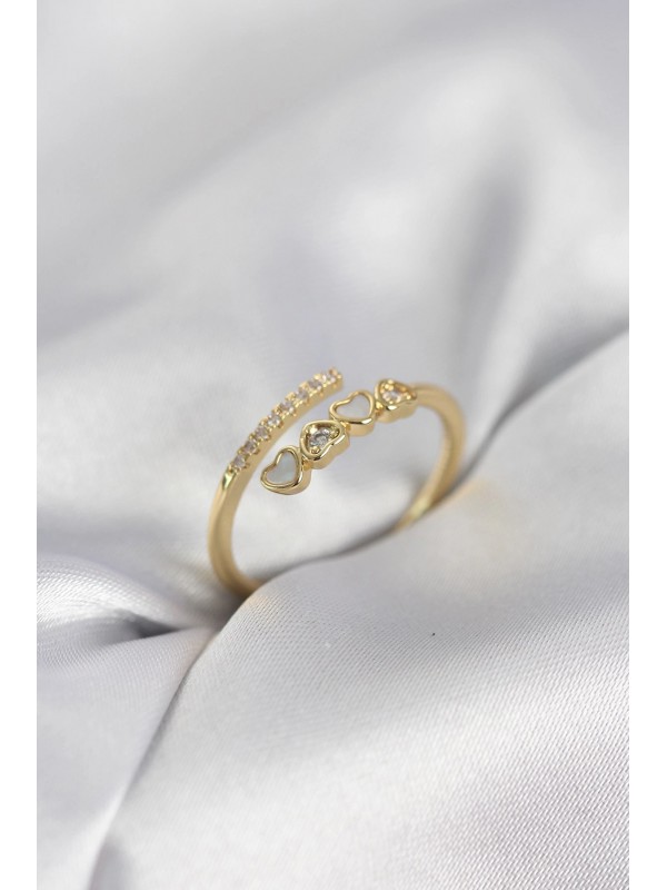 Kadın Yüzük Taşlı Kalp Gold Renk Zirkon Minimal&hellip;