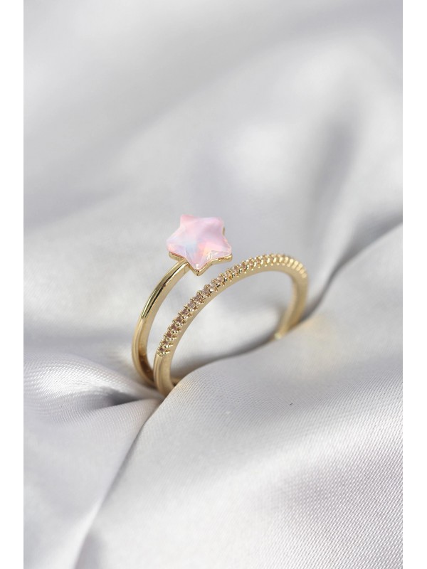Kadın Yüzük Taşlı Gold Renk Zirkon Pembe Halley… Kadın Yüzük Taşlı Gold Renk Zirkon Pembe Halley…