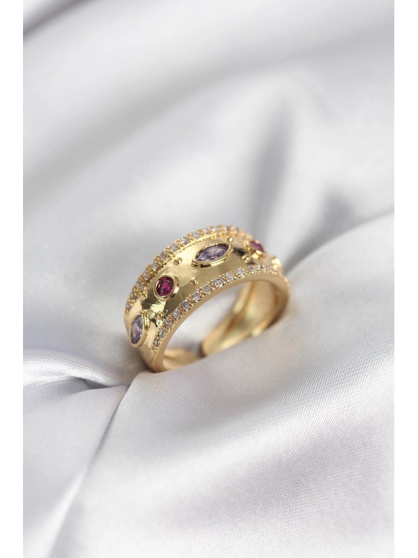 Kadın Yüzük Taşlı Vintage Gold Renk Zirkon&hellip;