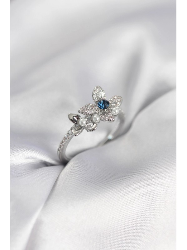 Gümüş Kadın Yüzük Taşlı Renk Çiçek Zirkon&hellip;