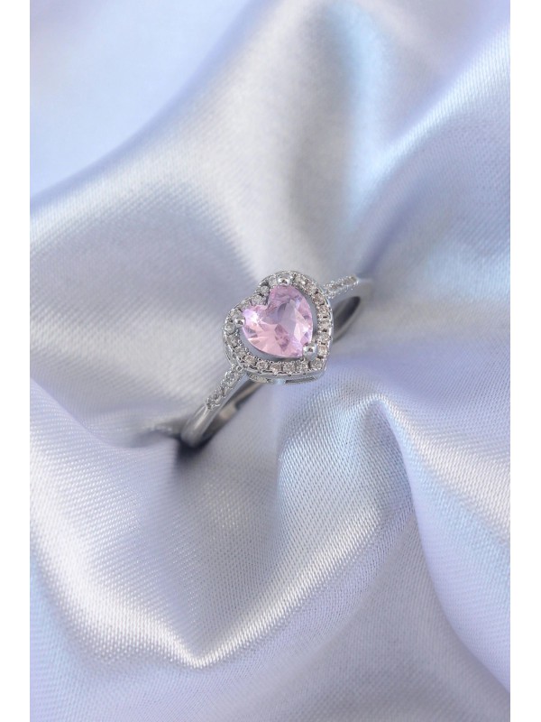 Gümüş Kadın Yüzük Taşlı Kalp Renk Pembe Zirkon Charm&hellip;