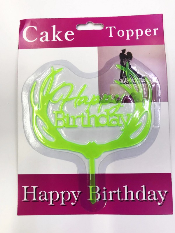 Happy Birthday Yazılı Yeşil Dallı Pasta Kek Çubuğu&hellip;