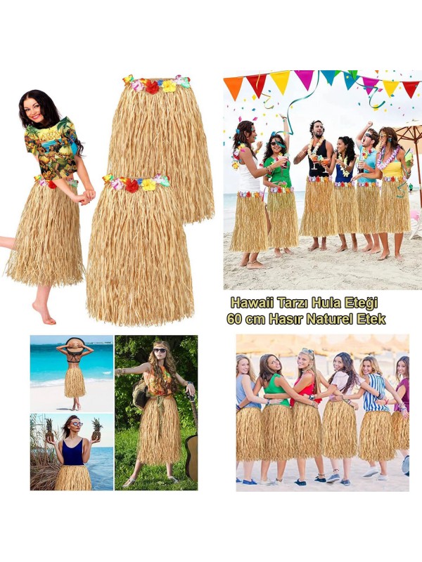 Hawaii Tarzı Hula Eteği 60 Hasır Naturel Etek&hellip;