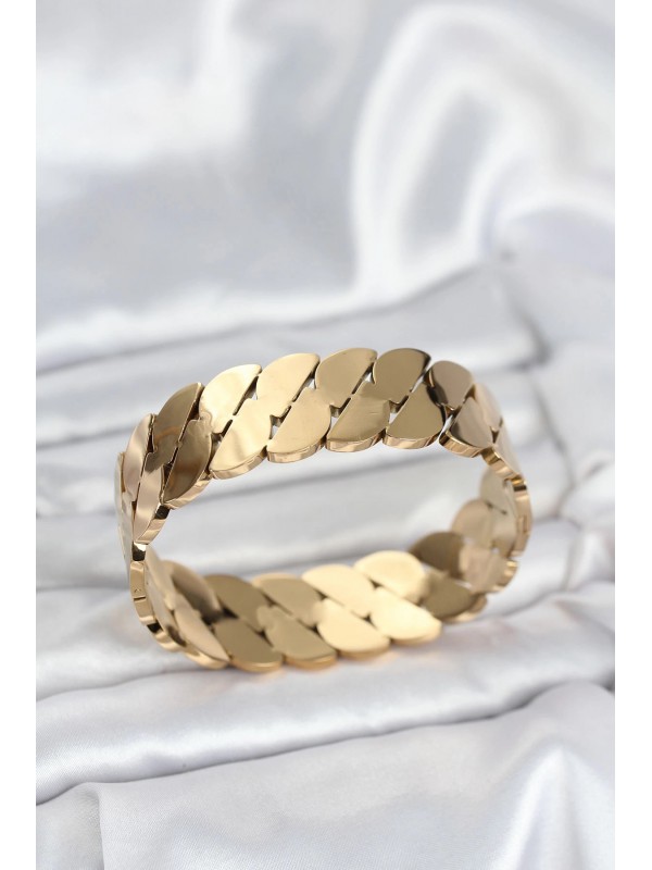 Çelik Kadın Bileklik Zincir 316L Gold Renk Ezme Kelepçe… Çelik Kadın Bileklik Zincir 316L Gold Renk Ezme Kelepçe…