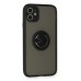 Yüzüklü İPhone 11 Kılıf Montreal Silikon Kapak - Siyah