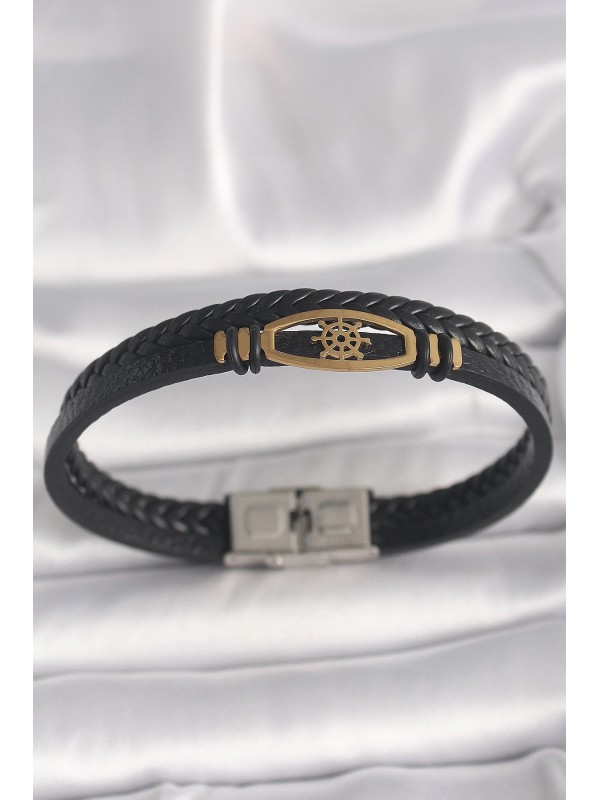 Çelik Erkek Bileklik Burgu 316L Gold Renk Gemi Dümen&hellip;