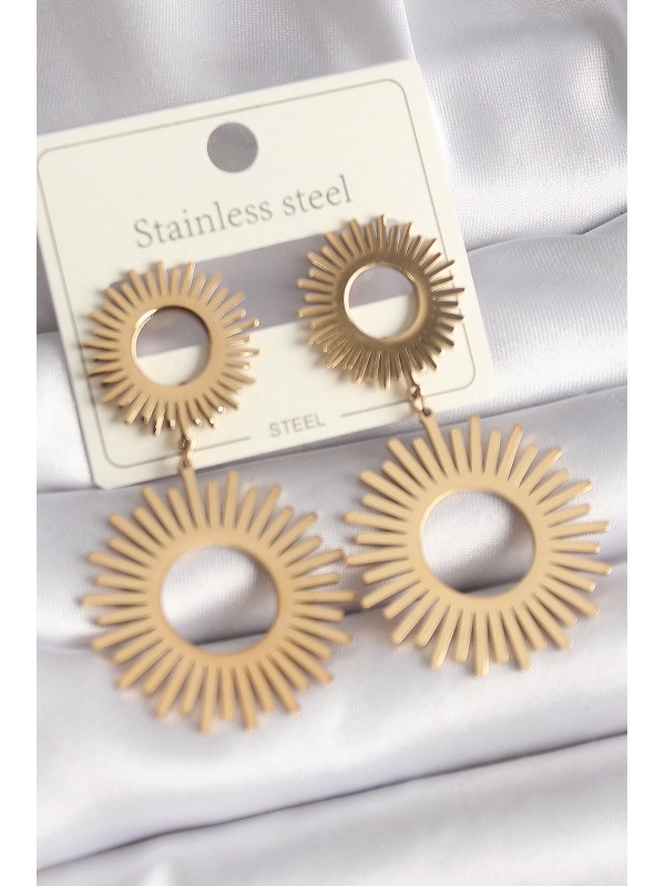 Çelik Kadın Küpe 316L Gold Renk Güneş… Çelik Kadın Küpe 316L Gold Renk Güneş…