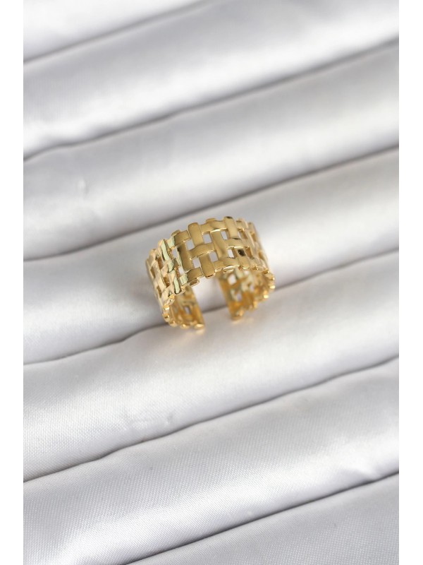 Çelik Kadın Yüzük 316L Gold Renk Hasır&hellip;
