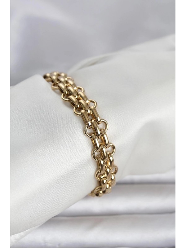 Çelik Kadın Bileklik Zincir 316L Gold Renk Hasır&hellip;