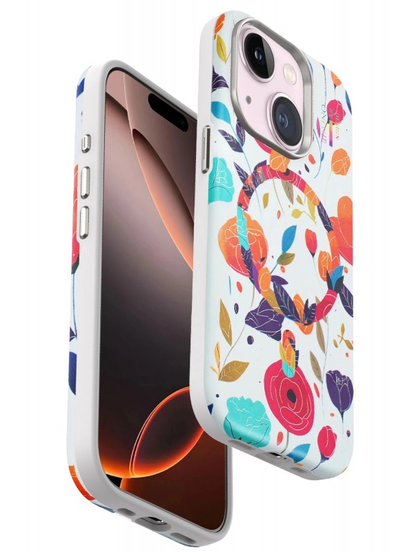 İPhone 15 Flower Series Magsafe Kapak - Beyaz… İPhone 15 Flower Series Magsafe Kapak - Beyaz…