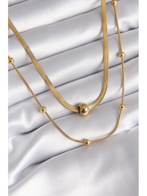 Çelik Kadın Kolye Zincir 316L Gold Renk İtalyan Topçuk&hellip;