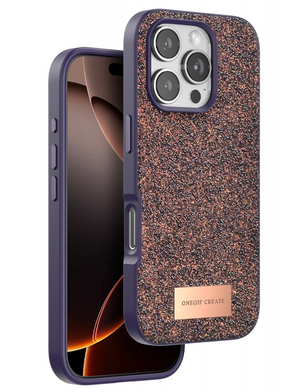 İPhone 16 Pro Bright Simli Kapak - Derin Mor&hellip;