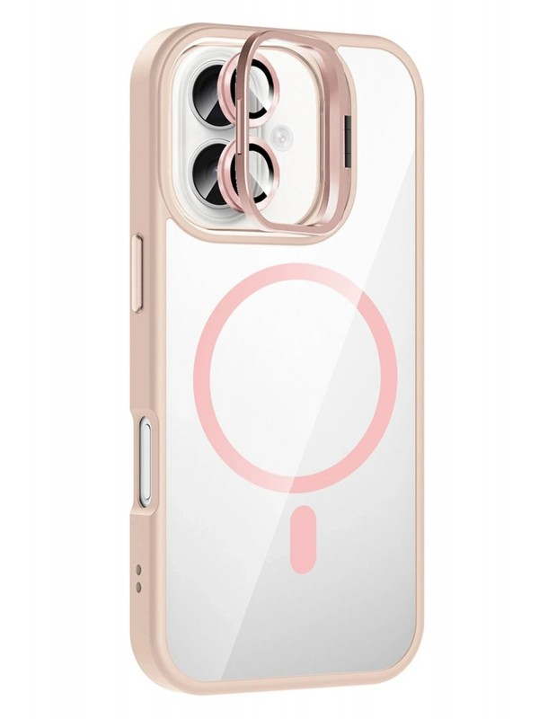 İPhone 16 Remim Lensli Magsafe Standlı Kapak - Pembe&hellip;