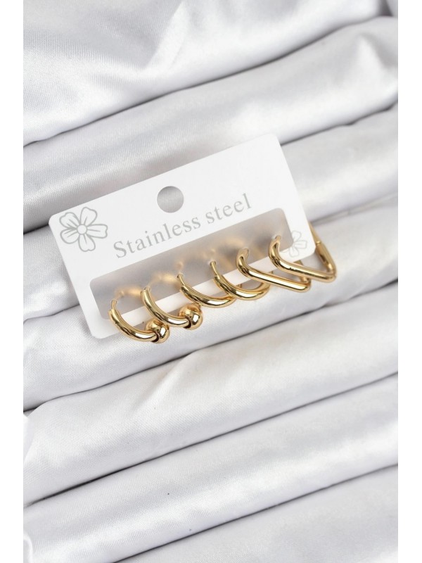 Çelik Kadın Küpe 316L Gold Renk Seti&hellip;