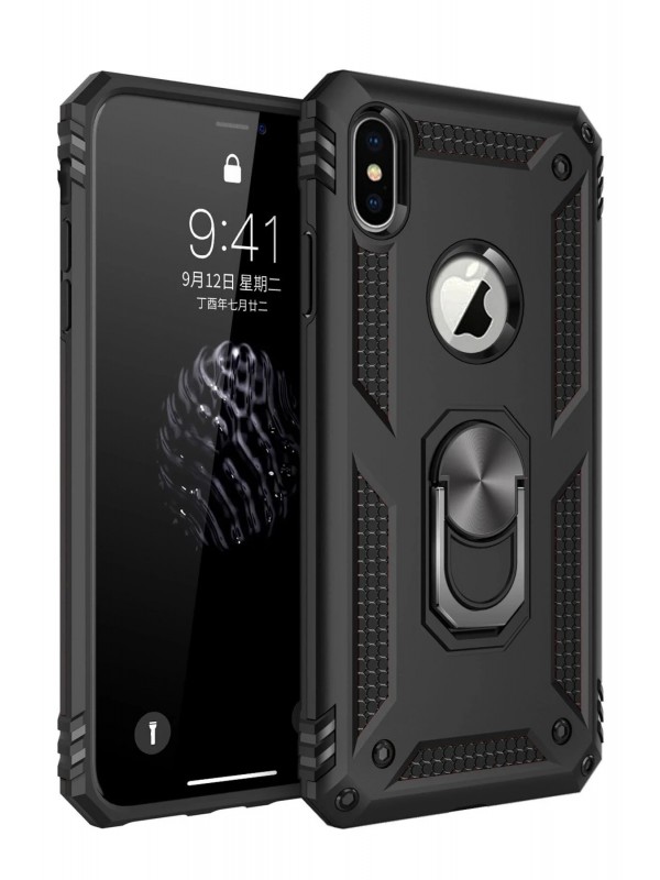 Yüzüklü İPhone XS Max Kılıf Sofya Silikon Kapak - Siyah&hellip;