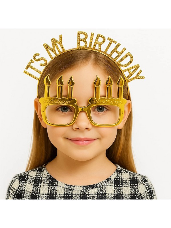 Altın Gözlük İt 39 S My Birthday Yazılı Taç Ve Mum&hellip;