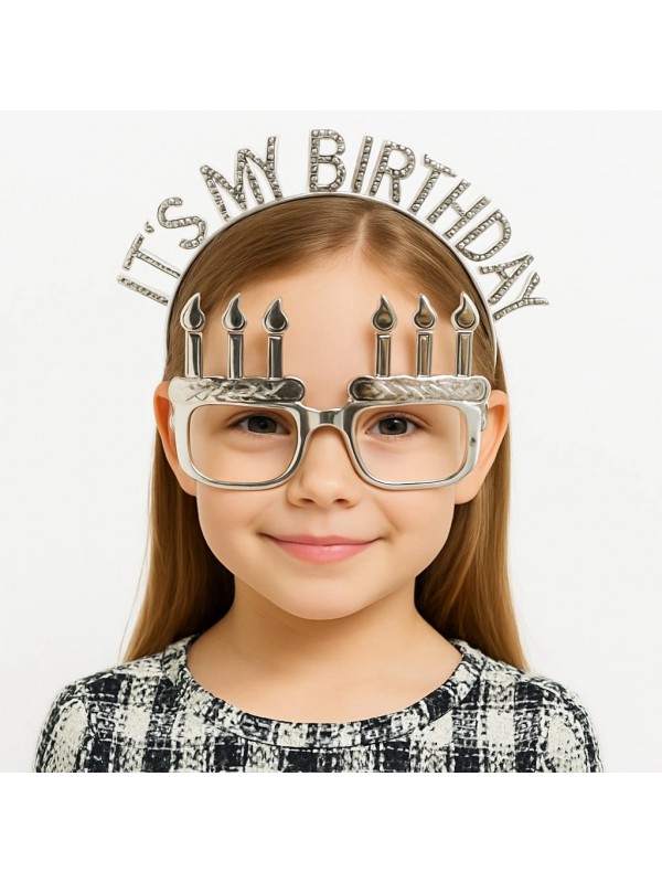 Gümüş Gözlük İt 39 S My Birthday Yazılı Taç Ve Mum… Gümüş Gözlük İt 39 S My Birthday Yazılı Taç Ve Mum…