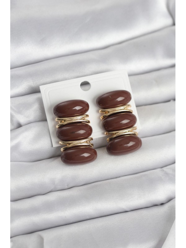 Kadın Küpe Vintage Kahverengi Gold Renk&hellip;