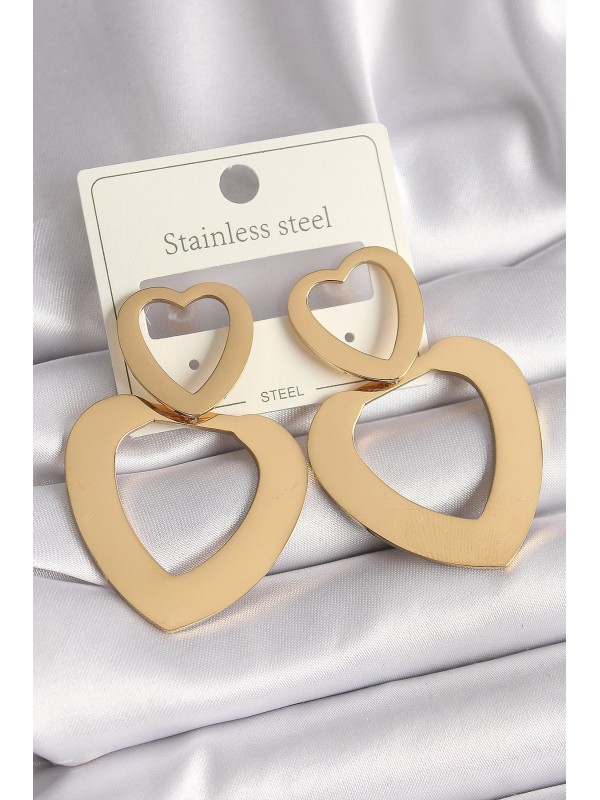 Çelik Kadın Küpe Kalp 316L Gold Renk&hellip;