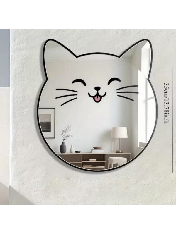 Kırılmaz Pleksi Gülen Kedi Duvar Aynası - 35x35 Çocuk&hellip;