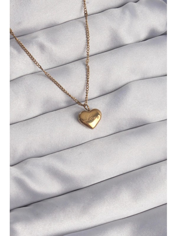 Çelik Kolye Kalp 316L Gold Renk Love… Çelik Kolye Kalp 316L Gold Renk Love…