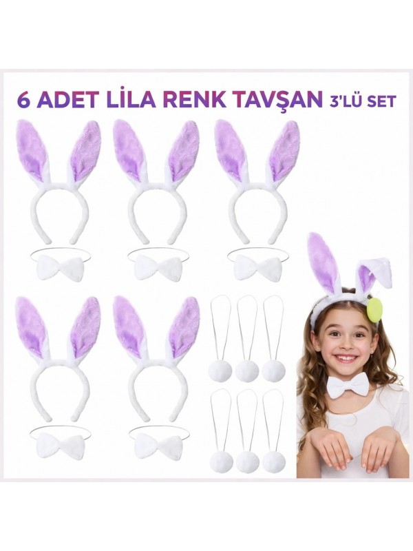 Lila Tavşan Sahne Seti 6 39 Lı Set Taç Papyon Kuyruk… Lila Tavşan Sahne Seti 6 39 Lı Set Taç Papyon Kuyruk…