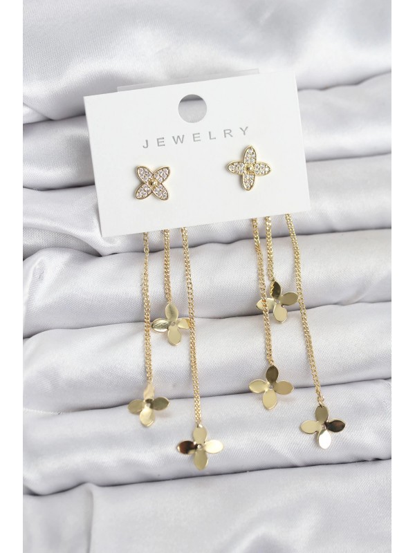 Kadın Küpe Lotus Gold Renk Pirinç Sallantılı&hellip;