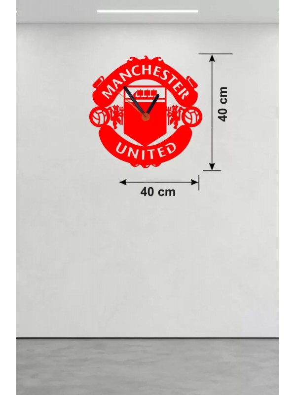 Manchester United Logolu Ahşap Duvar Saati - 40x40&hellip;