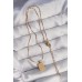Çelik Kolye 316L Gold Renk Kare Charm