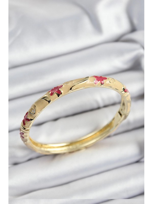 Kadın Mineli Pirinç Pembe Ve Krem Çiçek Motifli Gold… Kadın Mineli Pirinç Pembe Ve Krem Çiçek Motifli Gold…