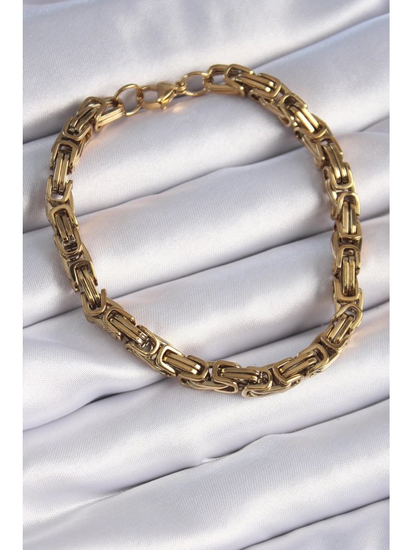 Çelik Erkek Bileklik Zincir 316L Gold Renk Kral&hellip;