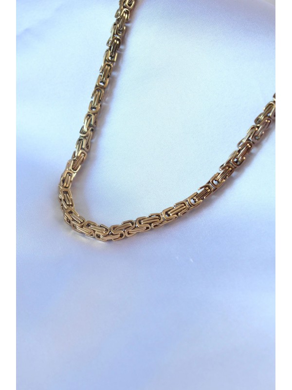 Çelik Erkek Kolye Zincir 316L Gold Renk Kral&hellip;