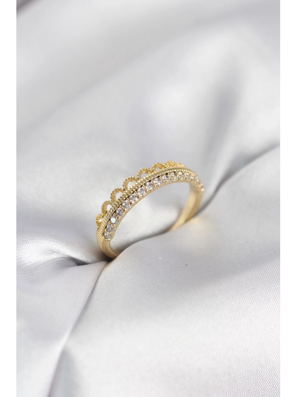 Kadın Yüzük Taşlı Motif Desenli Gold Renk Zirkon&hellip;