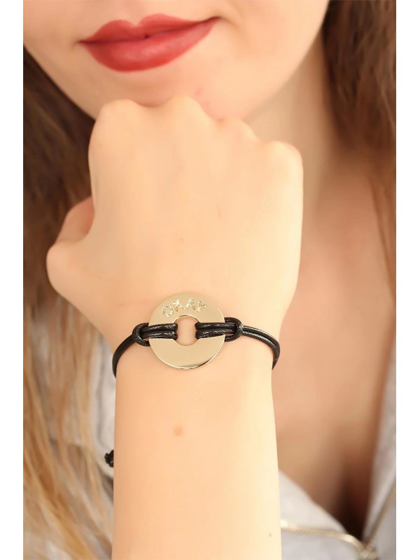 Bileklik OKAY İyi Siyah Deri İpli Unisex Mood&hellip;