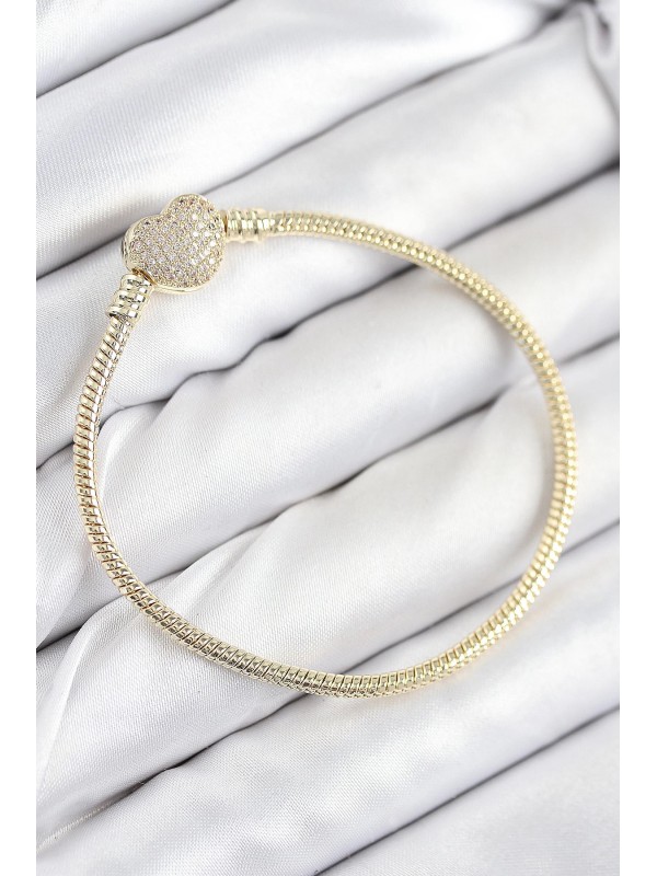 Kadın Bileklik Taşlı Kalp Pirinç Charm Zirkon Gold Renk… Kadın Bileklik Taşlı Kalp Pirinç Charm Zirkon Gold Renk…
