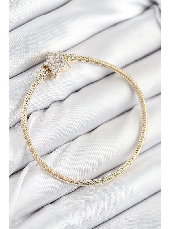 Kadın Bileklik Taşlı Pirinç Charm Zirkon Yıldız Gold&hellip;