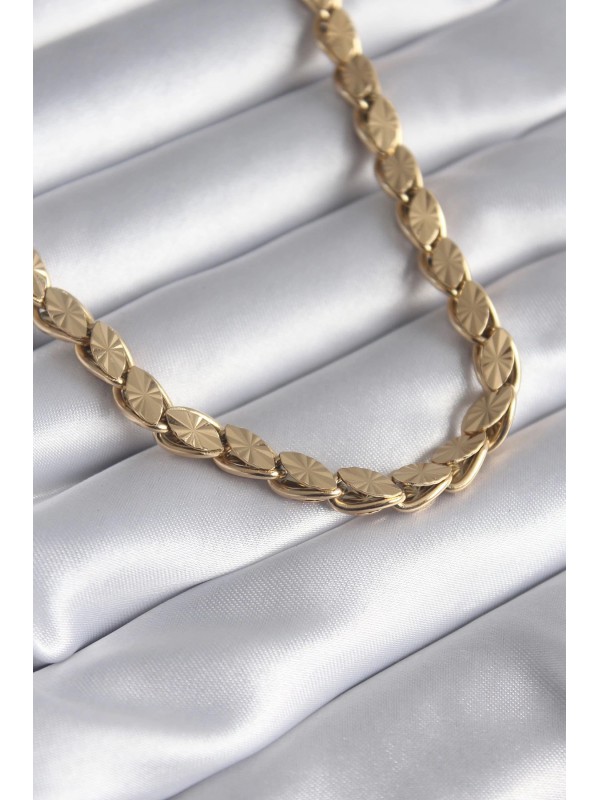 Çelik Kadın Kolye Zincir 316L Gold Renk Lazer Kesim&hellip;