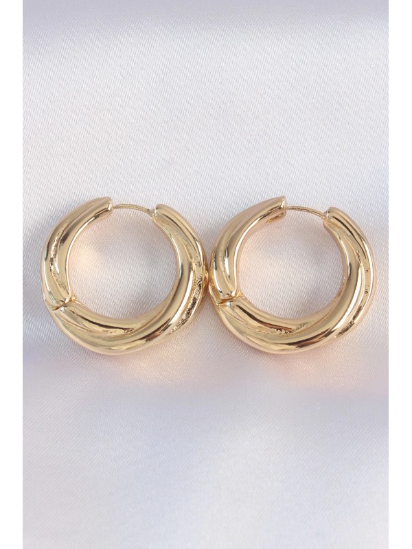 Küpe Pirinç Gold Renk Asimetrik Kıvrım&hellip;