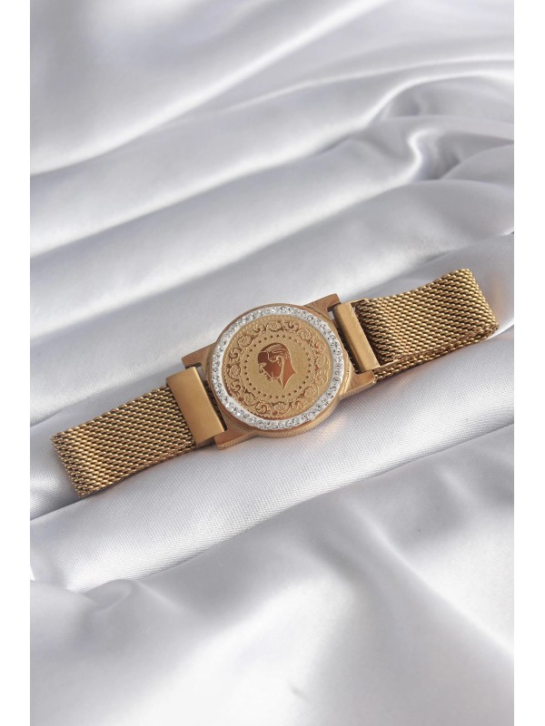 Çelik Altın Kadın Bileklik Taşlı 316L Gold Renk&hellip;