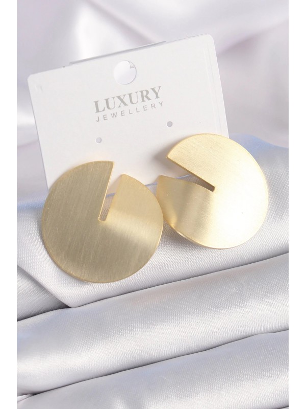 Kadın Küpe Pirinç Gold Renk Daire Plaka&hellip;