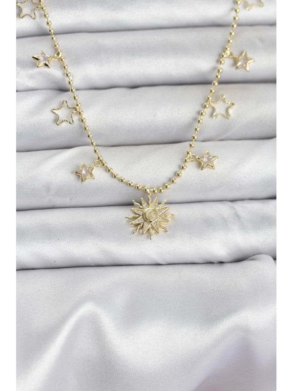 Kadın Kolye Pirinç Gold Renk Güneş&hellip;