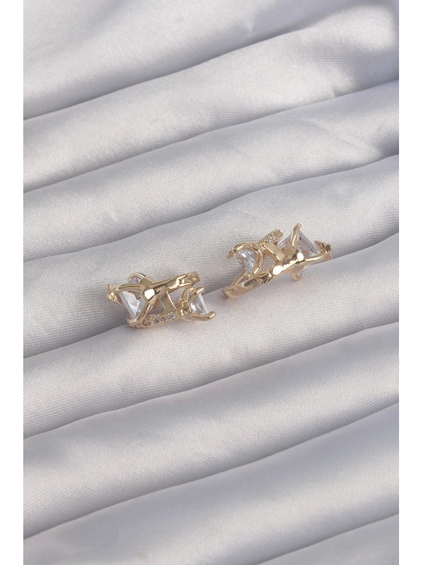 Küpe Taşlı Pirinç Gold Renk İri Zirkon Kıvrımlı… Küpe Taşlı Pirinç Gold Renk İri Zirkon Kıvrımlı…