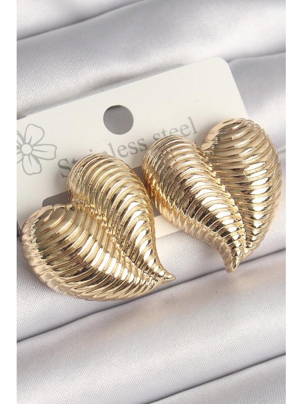 Kadın Küpe Kalp Pirinç Gold Renk İşlemeli Bomba… Kadın Küpe Kalp Pirinç Gold Renk İşlemeli Bomba…