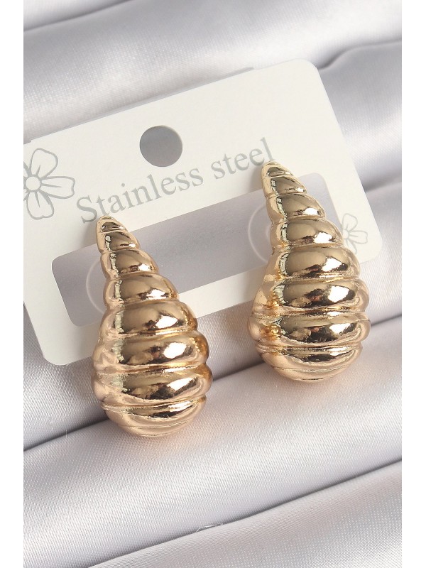 Kadın Küpe Pirinç Gold Renk İşlemeli Damla&hellip;