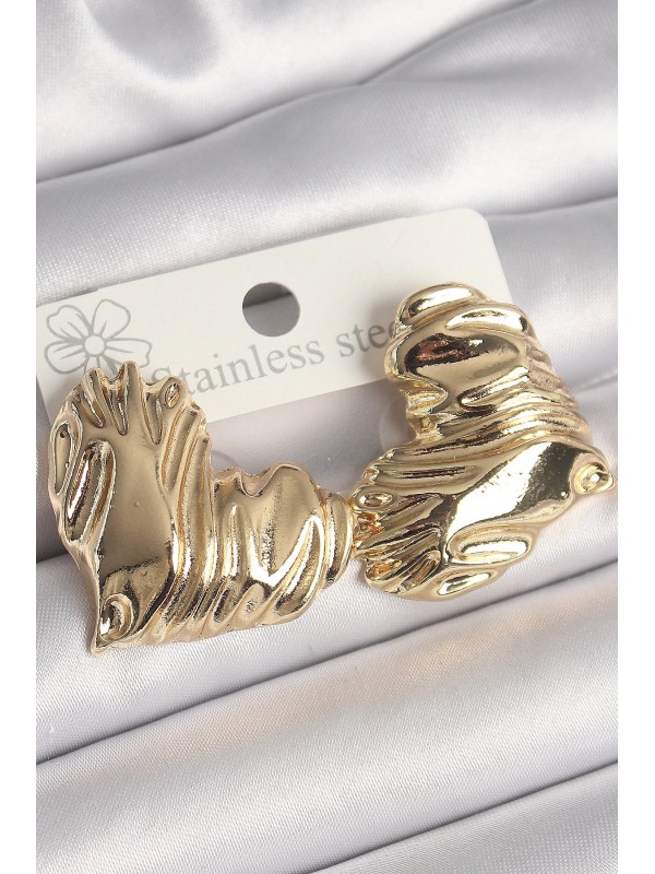 Kadın Küpe Kalp Pirinç Gold Renk İşlemeli… Kadın Küpe Kalp Pirinç Gold Renk İşlemeli…