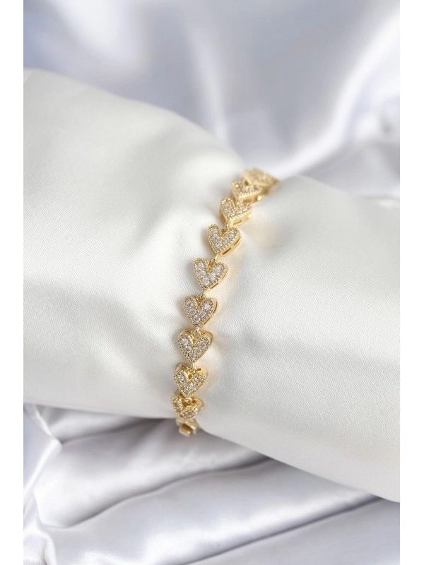 Kadın Bileklik Kalp Pirinç Gold Renk&hellip;
