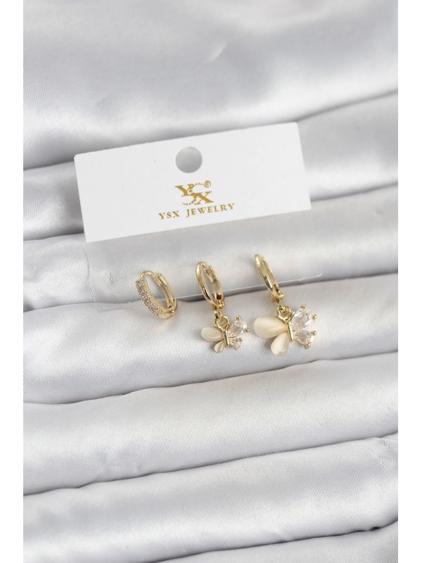 Kadın Küpe Pirinç Gold Renk Kelebek 3 Lü… Kadın Küpe Pirinç Gold Renk Kelebek 3 Lü…