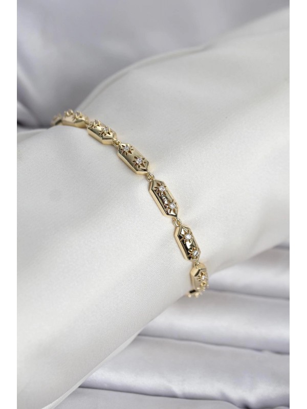 Kadın Bileklik Pirinç Gold Renk Kutup Yıldızı İşleme… Kadın Bileklik Pirinç Gold Renk Kutup Yıldızı İşleme…