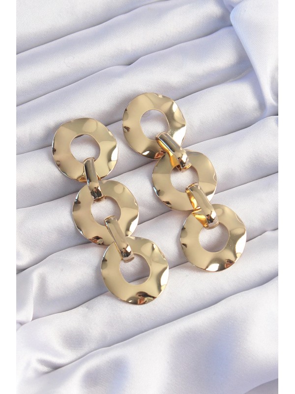 Küpe Pirinç Gold Renk Oval Ayna Sallantılı… Küpe Pirinç Gold Renk Oval Ayna Sallantılı…