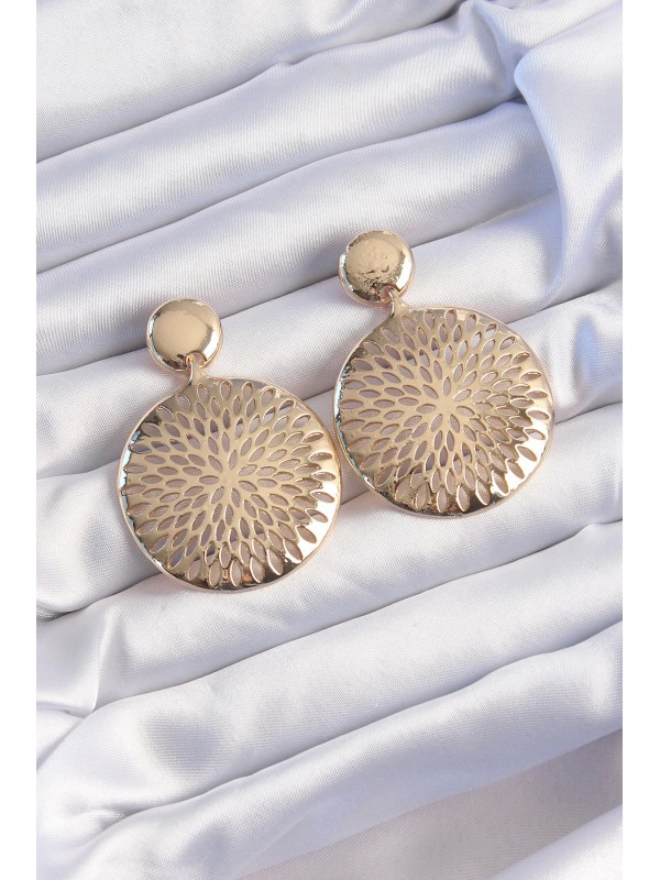 Küpe Pirinç Gold Renk Oval İşlemeli… Küpe Pirinç Gold Renk Oval İşlemeli…
